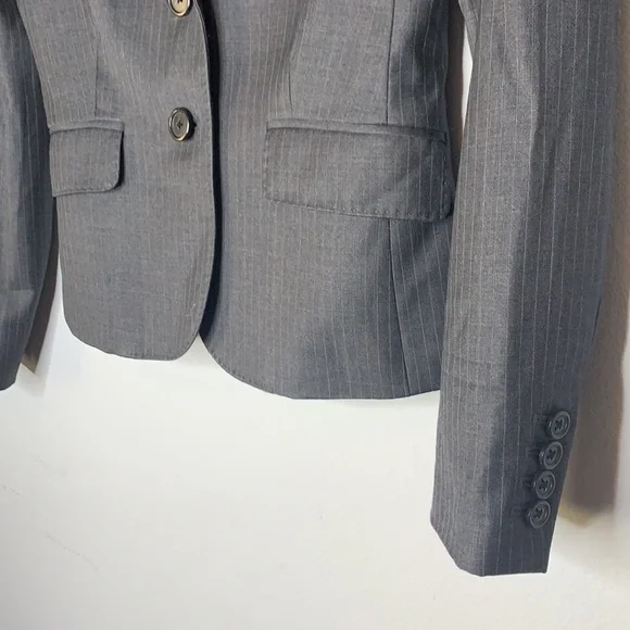 J crew gray wool pinstripe blazer suit jacket 2 - Picture 4 of 6